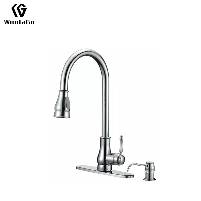 China Price Chrome Hot Cold Water Mixer Sink Tap Single Handle Sink Taps Pull Out Faucet Kitchen JK75
