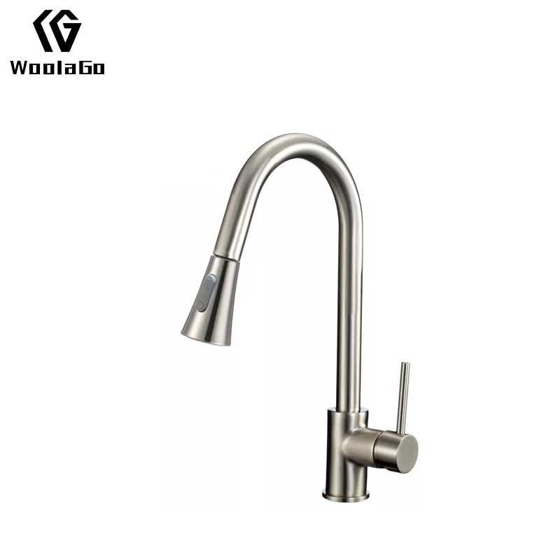 WoolaGo Prefab House Faucet Sink Kitchen Cabinets Faucet Deck Mounted Mixer Tap Single Handle Pull Out Kitchen Faucet JK170-BN