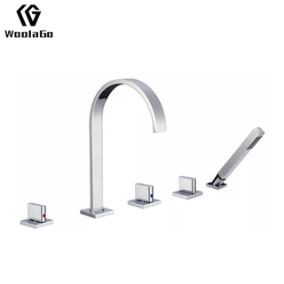 Hotel Bathtub Brass Chrome 5 Hole Hot And Colder Water Mixer Crane CUPC Bath Tub Shower Faucet with Hand Shower JB160