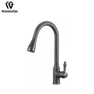Tidjune Modern Black Hot And Cold Kitchen Faucets Pull Out Flexible Kitchen Mixer Faucet JK282-MB