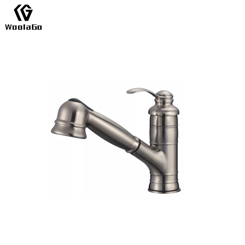 cUPC China Cheap Price High Quality Deck Mounted Brass Kitchen Pull Out Faucets Brushed Nickel JK66-BN