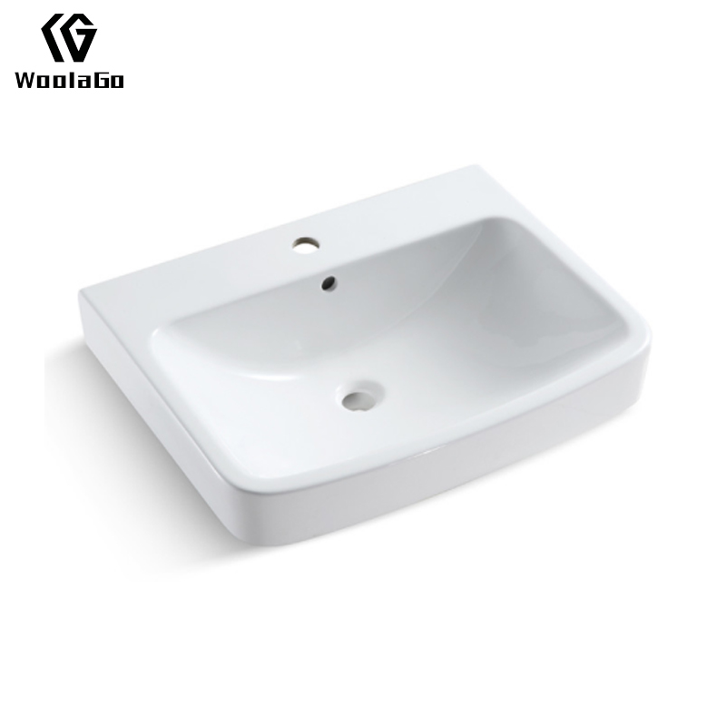 Factory Direct Sale Top Mount Basin Ceramic Bathroom Hand Wash Basins Rectangular Vessel Porcelain Sink HPS6025