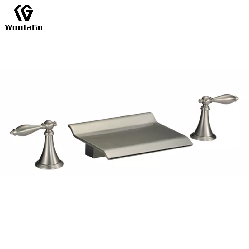 Wholesale China Double Handles 3 Holes Antique Bathroom Faucet Brushed Nickel Finished Basin Mixer J67-BN