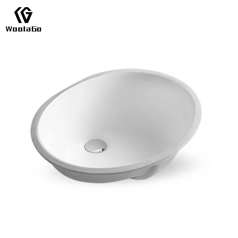 Bathroom Sink Undermount Pure White Oval Porcelain Sink Ceramic Lavatory Vanity Sink Basin HPS6001