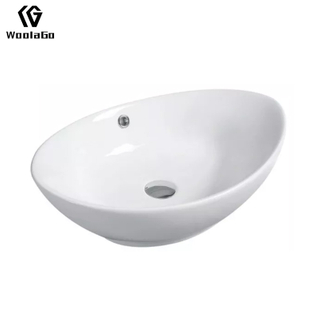 Oval White Ceramic Vessel Sink Modern Egg Shape Above Counter Bathroom Vanity Bowl HPS6034 