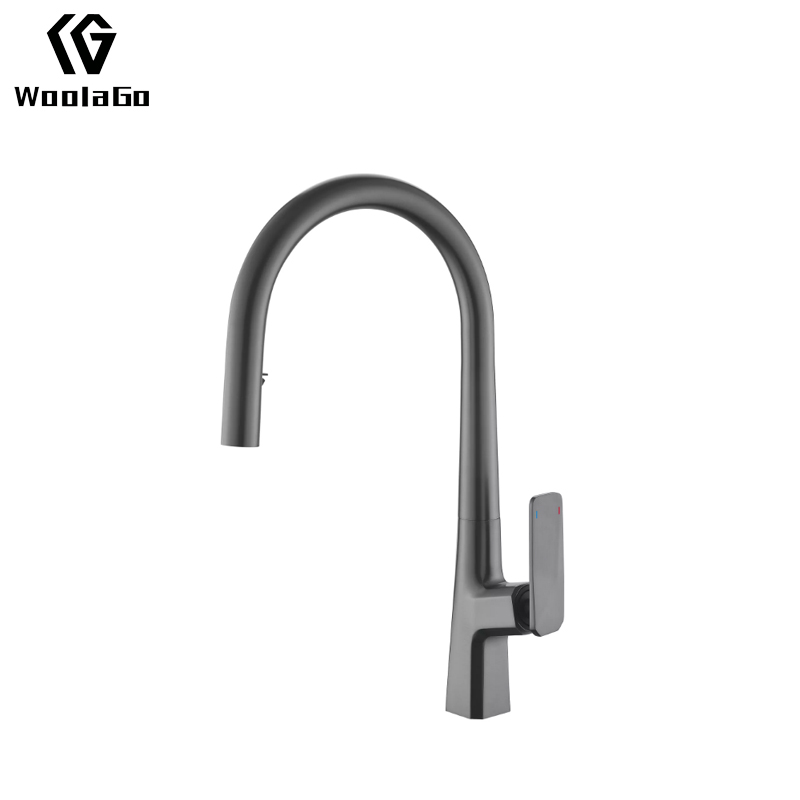 Commercial Kitchen Sink Faucets Gun Grey Pull Down Single Handle Kitchen Faucet with Pull Out Sprayer JK194-GG