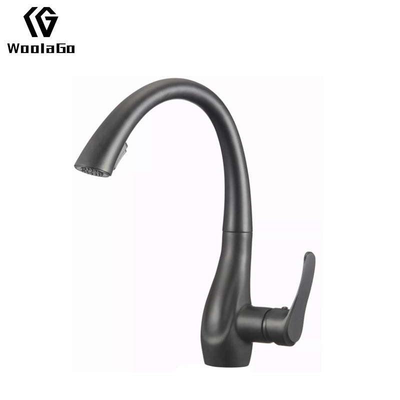 Tidjune Modern Kitchen Tap Faucets Commercial Single Handle Deck Plate Kitchen Faucets with Pull Out Spout JK193-MB