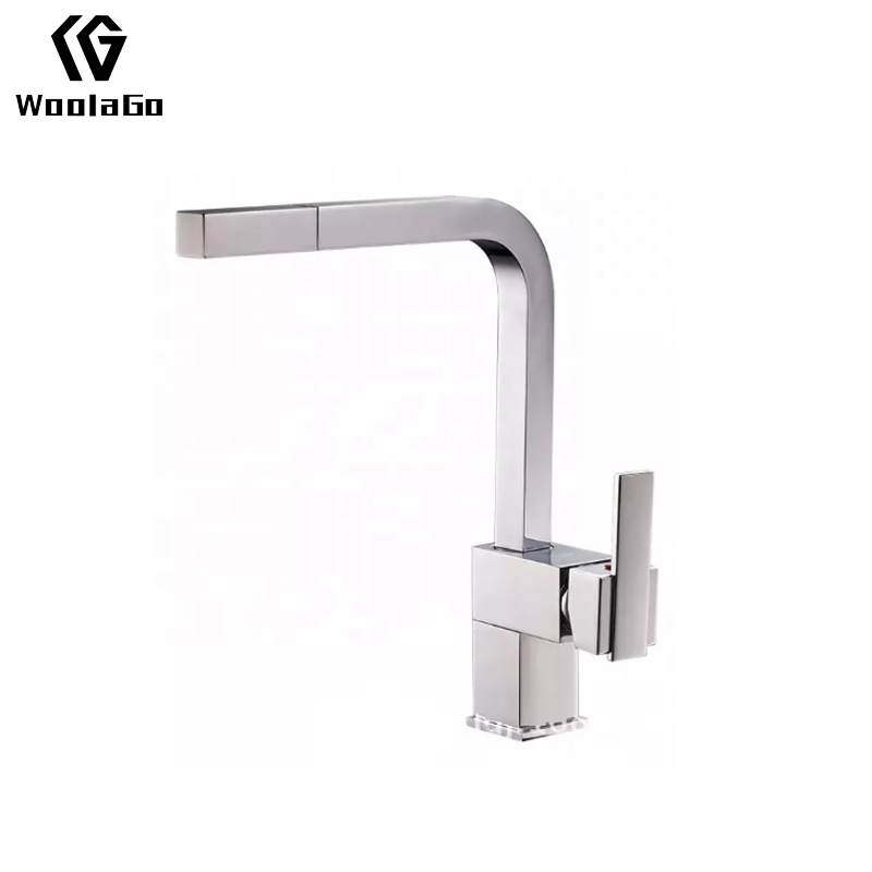 Nice Quality Square Type Hot Cold Water Faucet Brass Chrome Finish Pull Out Kitchen Sink Mixer Tap YK244