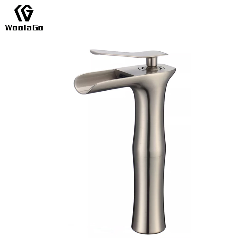Basin Cabinet Faucets Single Handle Brushed Nickel Waterfall Bathroom Brass Basin Faucet J119-BN